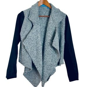 Simply Vera Vera Wang S.Waterfall Tweed Drape Jacket Gray Black